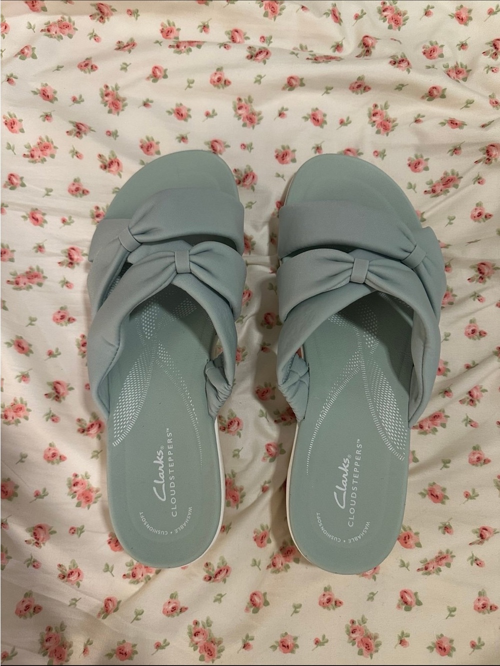 Clarks Cloudsteppers Thong Sandals Women Size 10 Mint Green - Picture 2 of 7